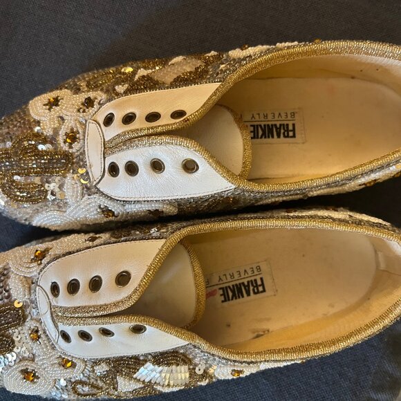 Frankie and Baby Sequin gold/ sliver  sneakers - Picture 2 of 6